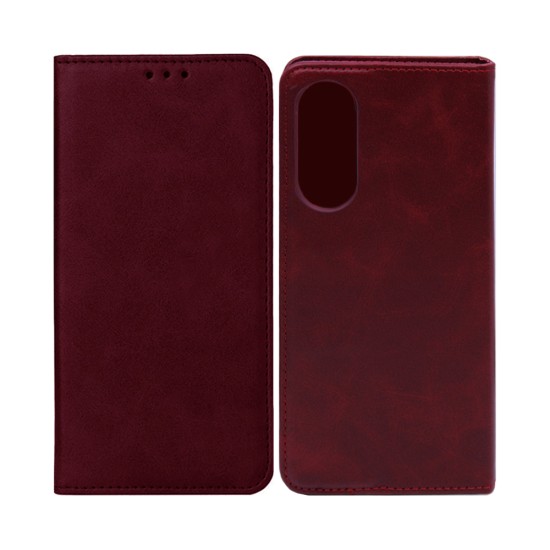 Leather Flip Cover With Internal Pocket For Samsung Galaxy S25 Edge Red
